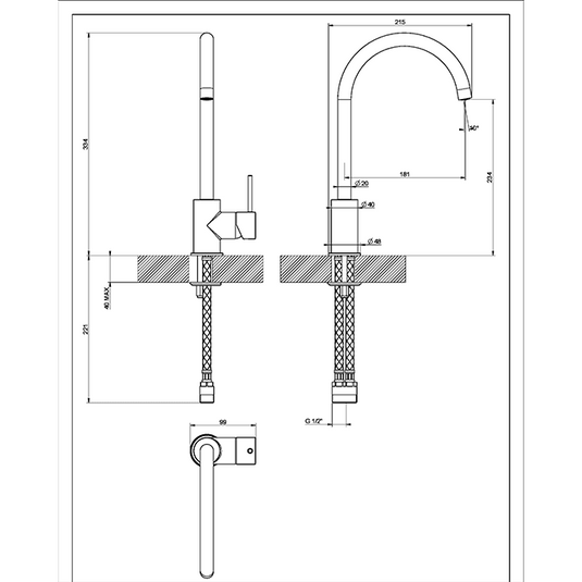 Clearwater Elara C Single Lever Monobloc Kitchen Sink Mixer Tap - Chrome/Alpina - CW02590CPAL