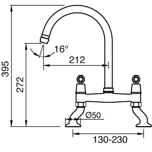 Clearwater Elegance Bridge Twin Lever Twist & Spray Kitchen Sink Mixer Tap - Brushed Brass - ELB10BB