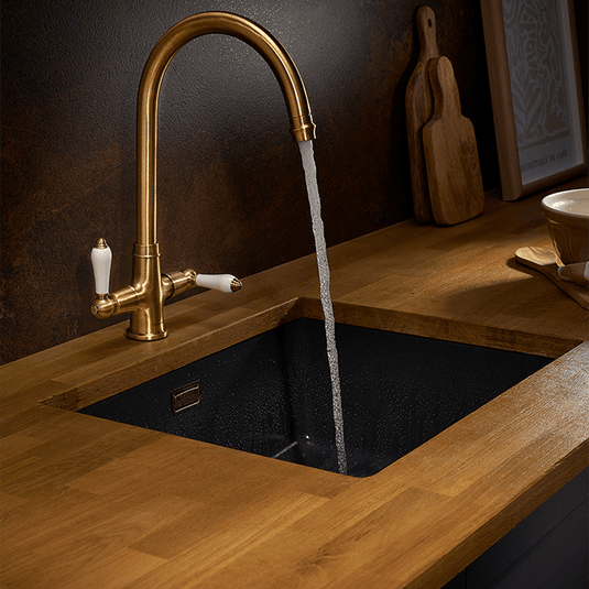 Clearwater Elegance C Twin Lever Twist & Spray Monobloc Kitchen Sink Mixer Tap - Brushed Bronze - EL20BZ