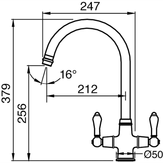 Clearwater Elegance C Twin Lever Twist & Spray Monobloc Kitchen Sink Mixer Tap - Brushed Brass - EL20BB