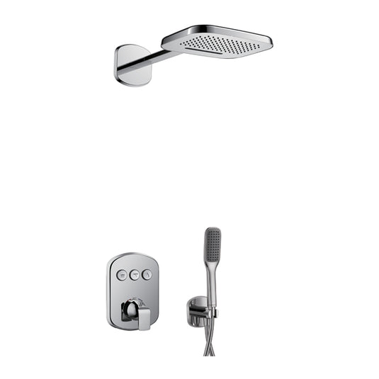 Flova Fusion Shower Pack With Air-Mixed 2-Function RainShower And HandShower Kit – Diamond Chrome - FN3PK1