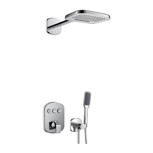 Flova Fusion Shower Pack With Air-Mixed 3-Function RainShower And HandShower Kit – Diamond Chrome - FN4PK1