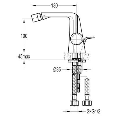 Flova Fusion Single Lever Bidet Mixer With Clicker Waste Set - FNBID