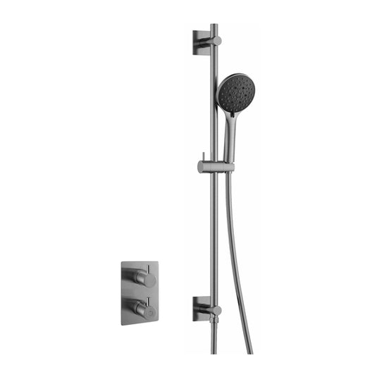Flova Levo Square Shower Pack With Slide Rail – Gun Metal - GM-LV1PK1-SQ