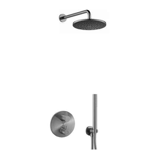 Flova Levo Round Shower Pack With ABS RainShower And HandShower Kit – Gun Metal - GM-LV2PK1-RO