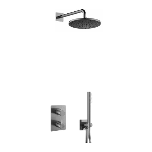 Flova Levo Square Shower Pack With ABS RainShower And HandShower Kit – Gun Metal - GM-LV2PK1-SQ