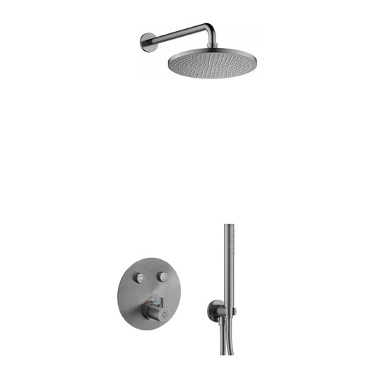 Flova Levo GoClick Round Shower Pack With Air-Mixed RainShower And HandShower Kit – Gun Metal - GM-LV2PK2-RO