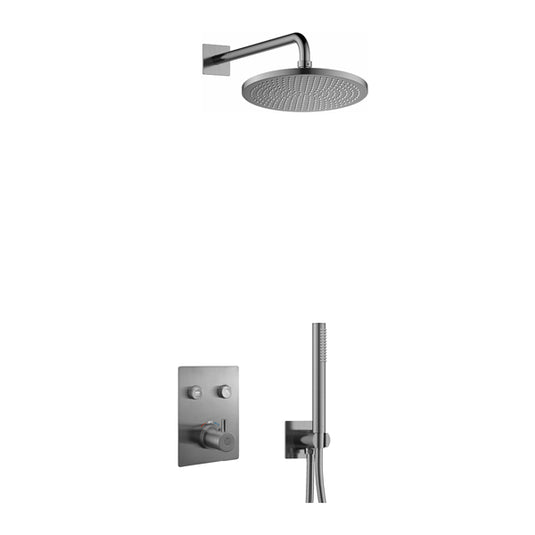 Flova Levo GoClick Square Shower Pack With Air-Mixed RainShower And HandShower Kit – Gun Metal - GM-LV2PK2-SQ