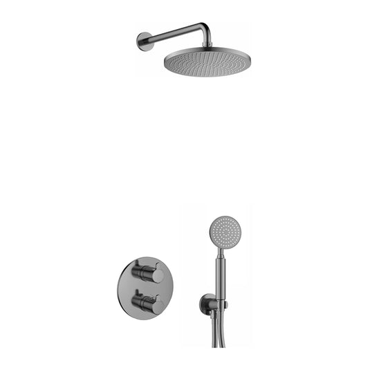 Flova Moonlight Round Shower Pack With Air-Mixed Rainshower And Handshower Kit – Gun Metal - GM-ML2PK1-RO