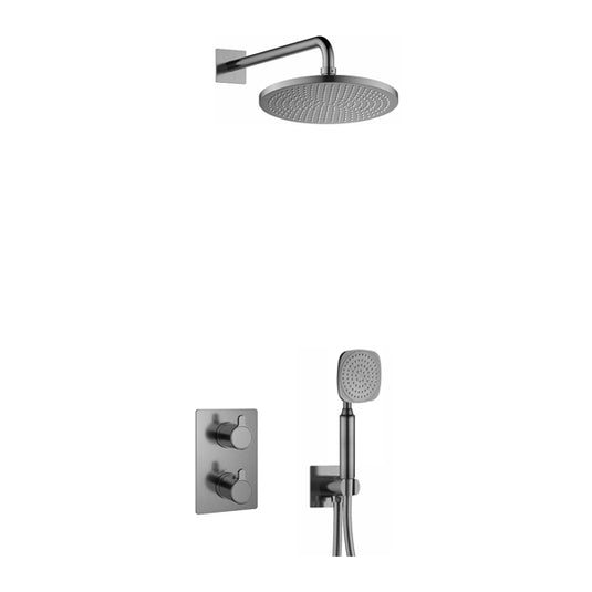 Flova Moonlight Square Shower Pack With Air-Mixed Rainshower And Handshower Kit – Gun Metal - GM-ML2PK1-SQ
