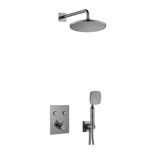 Flova Moonlight GoClick Square Shower Pack With Air-Mixed Rainshower And Handshower Kit – Gun Metal - GM-ML2PK2-SQ