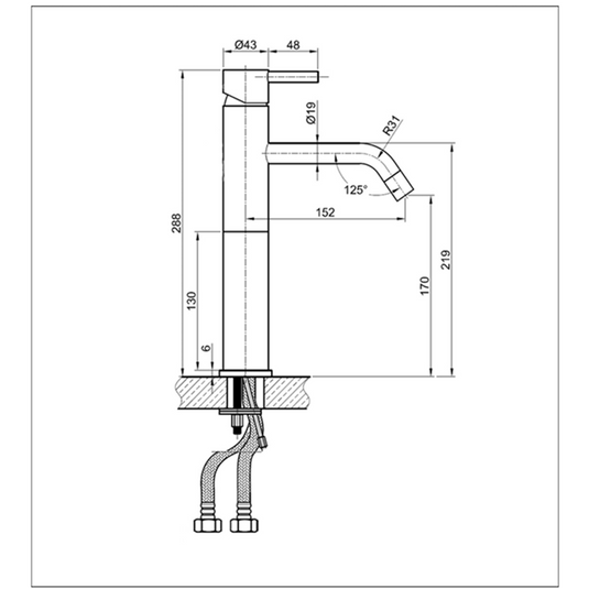 JTP Inox Tall Basin Mixer Tap |  Stainless Steel | IX009