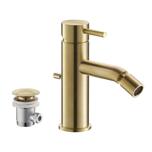 JTP VOS Brushed Brass Single Lever Bidet Mixer Tap with Pop Up Waste | 23213BBR