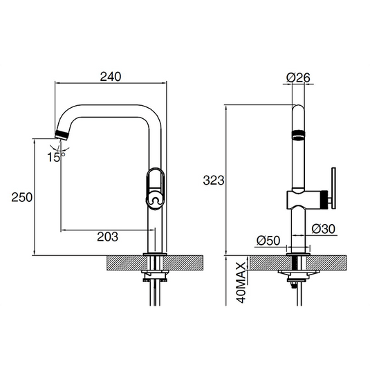 Clearwater Juno Single Lever Monobloc Kitchen Sink Mixer Tap - Brushed Nickel - JUL10BN