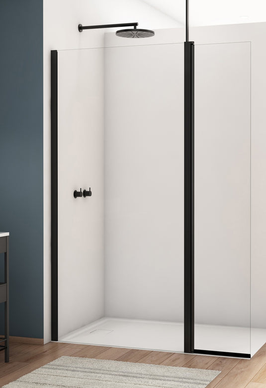 Kudos Divera 700mm Wetroom / Side  Panel - Matt Black (incl. wall profile) - K22F10700607-0001