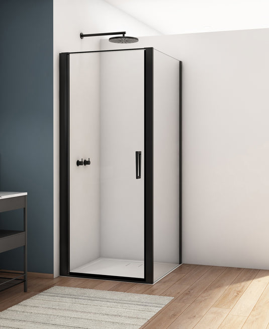 Kudos Divera 700mm Wetroom / Side  Panel - Matt Black (incl. wall profile) - K22F10700607-0001