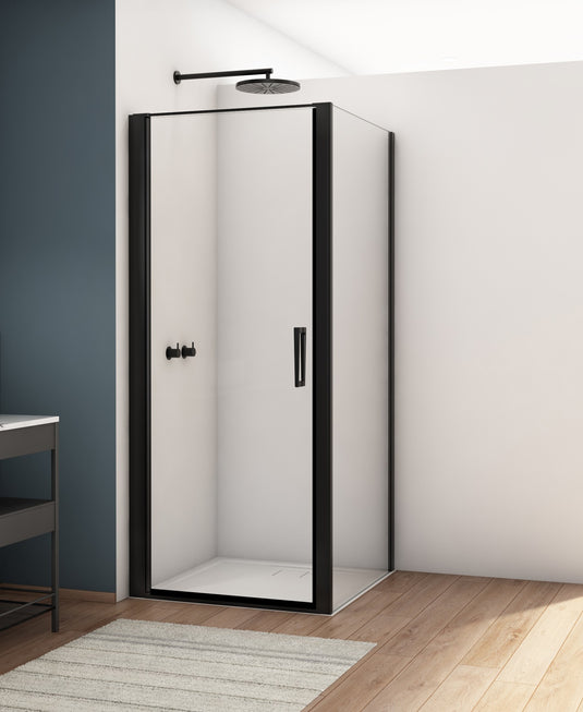 Kudos Divera 760mm Wetroom / Side  Panel - Matt Black (incl. wall profile) - K22F10760607-0001