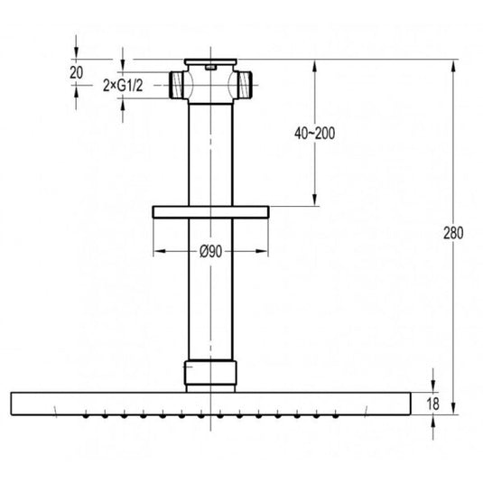 Flova Design 2-Function Rainshower With Intergral Shower Arm - KI014