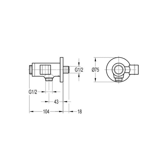 Flova GoClick Handset Holder With Flow Control – Round - KI124GO-V
