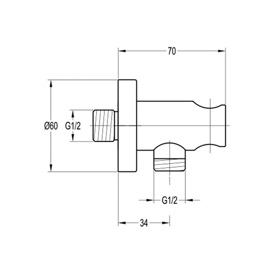 Flova Wall Outlet With Handset Holder – Square Plate – Brushed Bronze - BRO-KI8812A