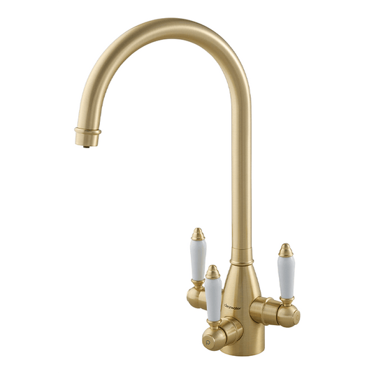 Clearwater Krypton Tri Spar C Filtered Water Kitchen Sink Mixer Tap - Brushed Brass - KR2BB