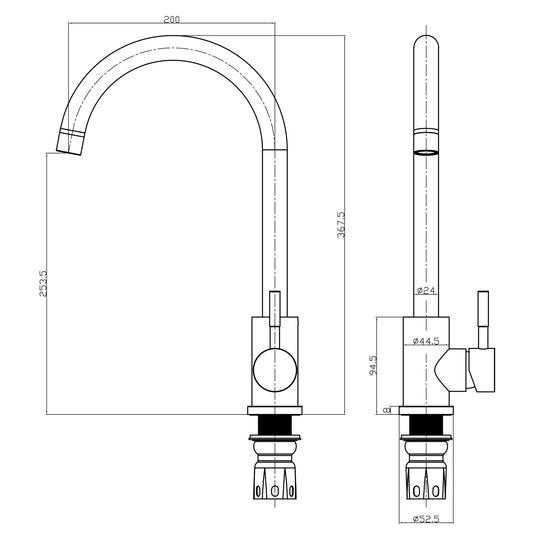 Scudo Manhattan Hole Kitchen Mixer Tap 1TH - Chrome - KT41