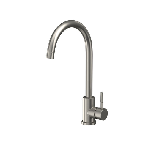 Scudo Manhattan Hole Kitchen Mixer Tap 1TH - Brushed Stainless Steel - KT42