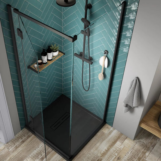 Kudos Pinnacle 8 Side Panel for Hinged Shower Door Matt Black 1000mm