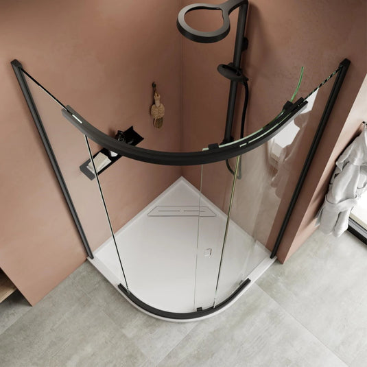 Kudos Pinnacle 8 Offset Quadrant Shower Enclosure Matt Black 1200x900mm