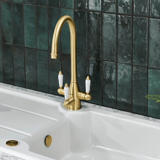 Clearwater Krypton Tri Spar C Filtered Water Kitchen Sink Mixer Tap - Brushed Brass - KR2BB