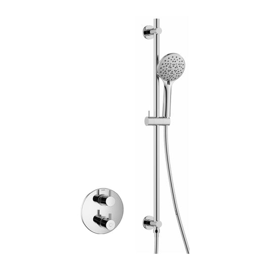 Flova Levo Round Shower Pack With Slide Rail – Diamond Chrome - LV1PK1-RO