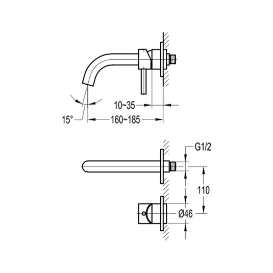 Flova Levo 2-Hole Concealed Basin Mixer Tap Finishing Set – Diamond Chrome - LV2HBAS-TRIM