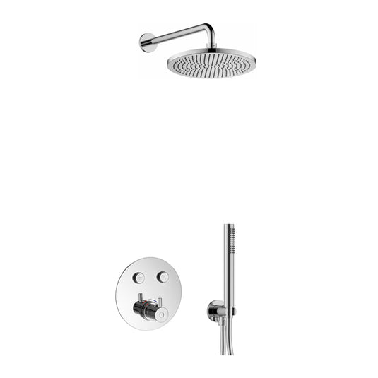 Flova Levo GoClick Round Shower Pack With Air-Mixed RainShower And HandShower Kit – Diamond Chrome - LV2PK2-RO