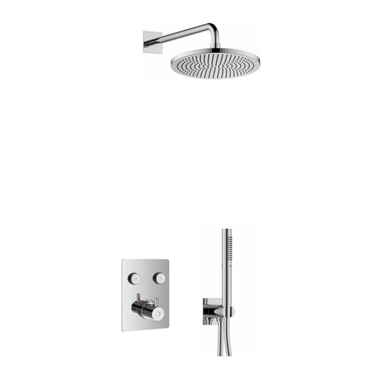 Flova Levo GoClick Square Shower Pack With Air-Mixed RainShower And HandShower Kit – Diamond Chrome - LV2PK2-SQ