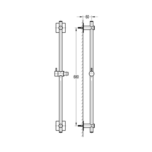 Flova Slide Rail – Square Plate – Brushed Bronze - BRO-LVSS-SQ