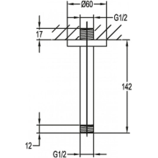 Flova 120mm Ceiling Mounted Shower Arm – Brushed Nickel - BN-KI08