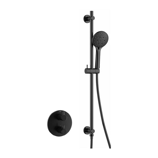 Flova Levo Round Shower Pack With Slide Rail – Matt Black - MB-LV1PK1-RO