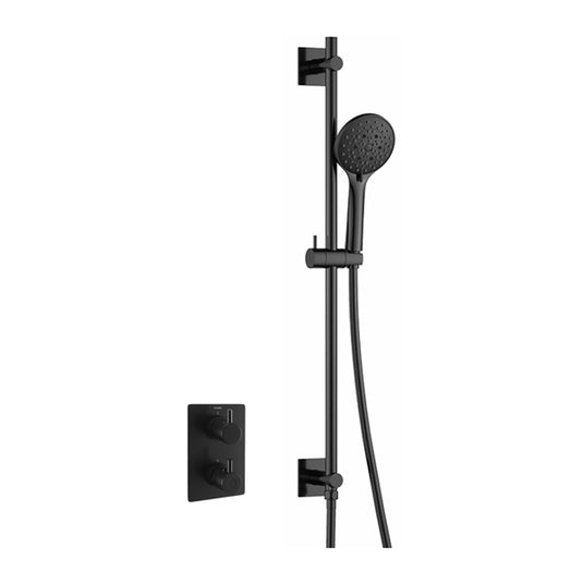 Flova Levo Square Shower Pack With Slide Rail – Matt Black - MB-LV1PK1-SQ