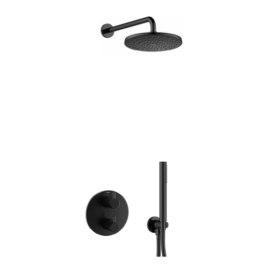 Flova Levo Round Shower Pack With ABS RainShower And HandShower Kit – Matt Black - MB-LV2PK1-RO