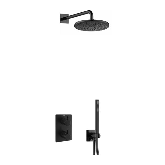 Flova Levo Square Shower Pack With ABS RainShower And HandShower Kit – Matt Black - MB-LV2PK1-SQ