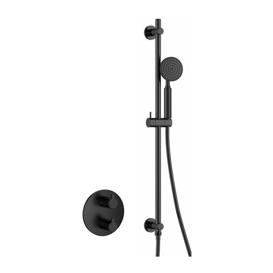 Flova Moonlight Round Shower Pack With Slide Rail – Matt Black - MB-ML1PK1-RO