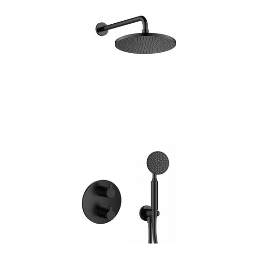 Flova Moonlight Round Shower Pack With Air-Mixed Rainshower And Handshower Kit – Matt Black - MB-ML2PK1-RO