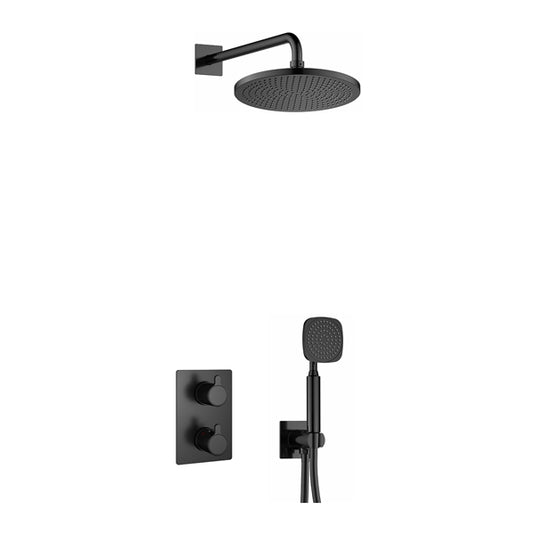 Flova Moonlight Square Shower Pack With Air-Mixed Rainshower And Handshower Kit – Matt Black - MB-ML2PK1-SQ