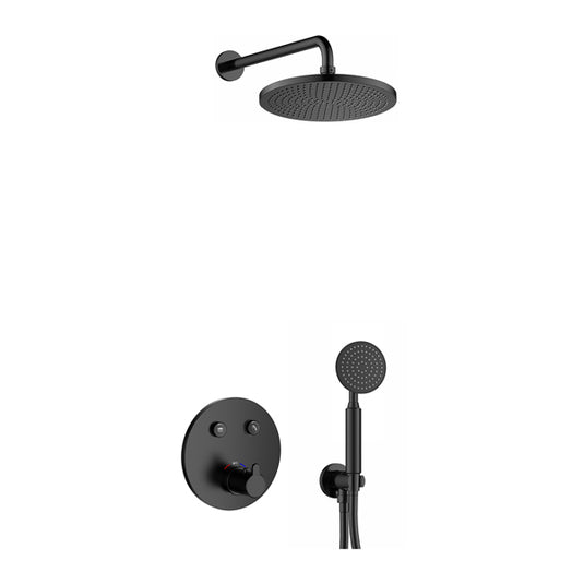 Flova Moonlight GoClick Round Shower Pack With Air-Mixed Rainshower And Handshower Kit – Matt Black - MB-ML2PK2-RO