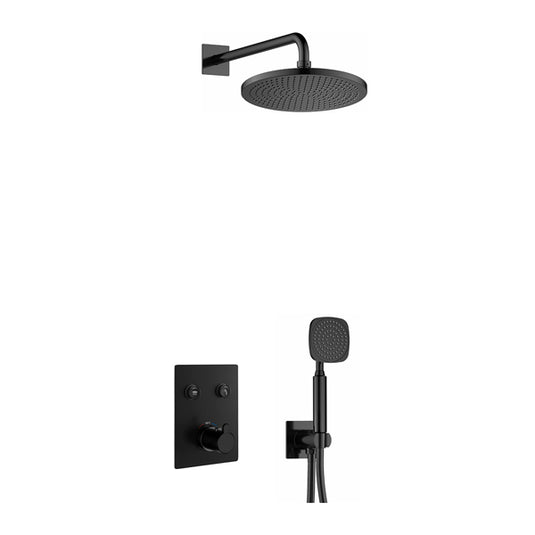Flova Moonlight GoClick Square Shower Pack With Air-Mixed Rainshower And Handshower Kit – Matt Black - MB-ML2PK2-SQ