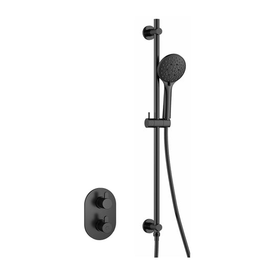 Flova Smart Round Shower Pack With Slide Rail – Matt Black - MB-SM1PK1-RO