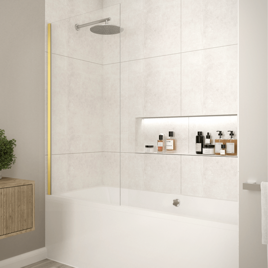 Merlyn Brushed Brass Frameless Fixed Bath Screen - MB14BBR