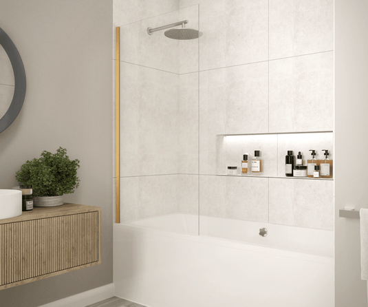 Merlyn Brushed Bronze Frameless Fixed Bath Screen - MB14BBZ