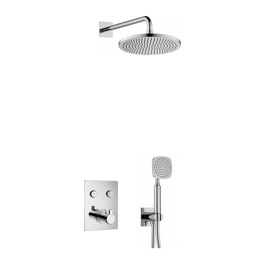 Flova Moonlight GoClick Square Shower Pack With Air-Mixed Rainshower And Handshower Kit – Diamond Chrome - ML2PK2-SQ