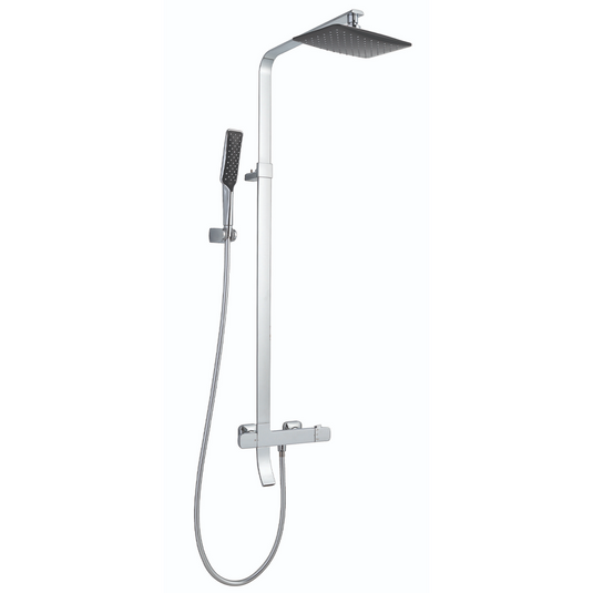 JTP Thermostatic Shower Pole With Overhead Shower, Hand Shower & Bath Spout |  Chrome |  MUL1